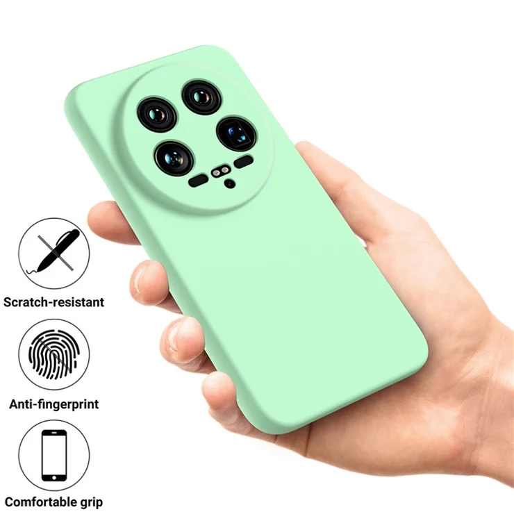 For Xiaomi 14 Ultra Phone Case Liquid Silicone Protective Cover with Hand Strap - Green