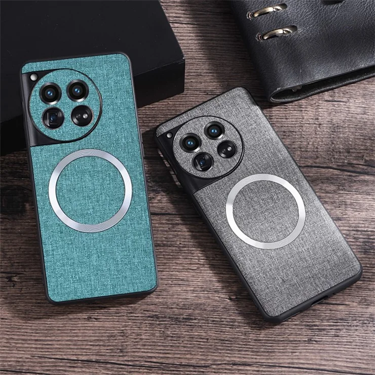 For OnePlus 12 5G Magnetic Case TPU+Cloth Scratch Resistant Phone Cover - Orange