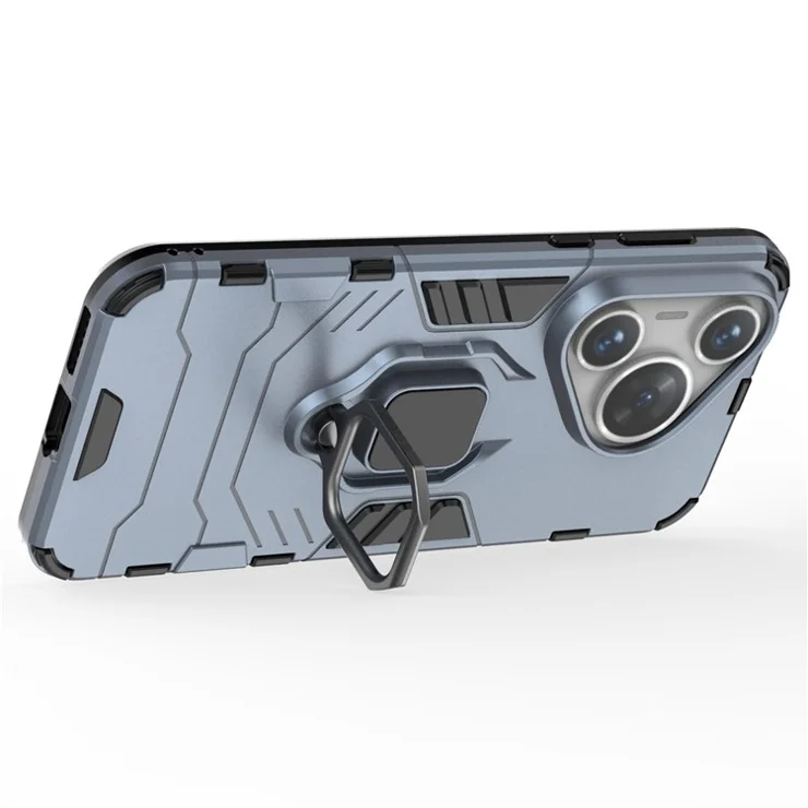 For Huawei Pura 70 Case Slim-Fit PC+TPU Ring Holder Kickstand Protective Cover - Blue