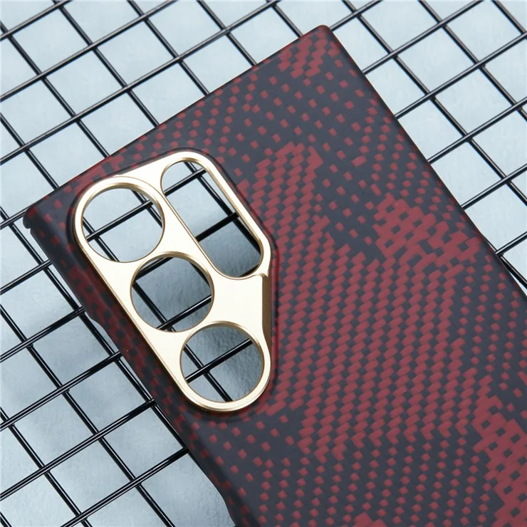 For Samsung Galaxy S24 Ultra Case Aramid Fiber Camouflage Pattern Kickstand Phone Cover - Gold