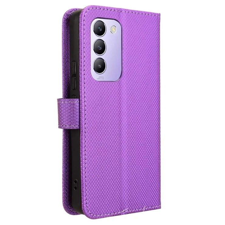 For vivo Y200e 5G / V40 SE 5G / Y100 5G (Indonesia) / V30 Lite 4G / T3 5G / Y100 4G / V30 SE 5G Case Diamond Texture Flip Phone Cover - Purple