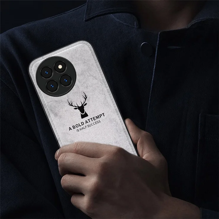 For Xiaomi Civi 4 Pro 5G / 14 Civi 5G Case Cloth Texture Deer Pattern Leather+PC+TPU Phone Cover - Blue