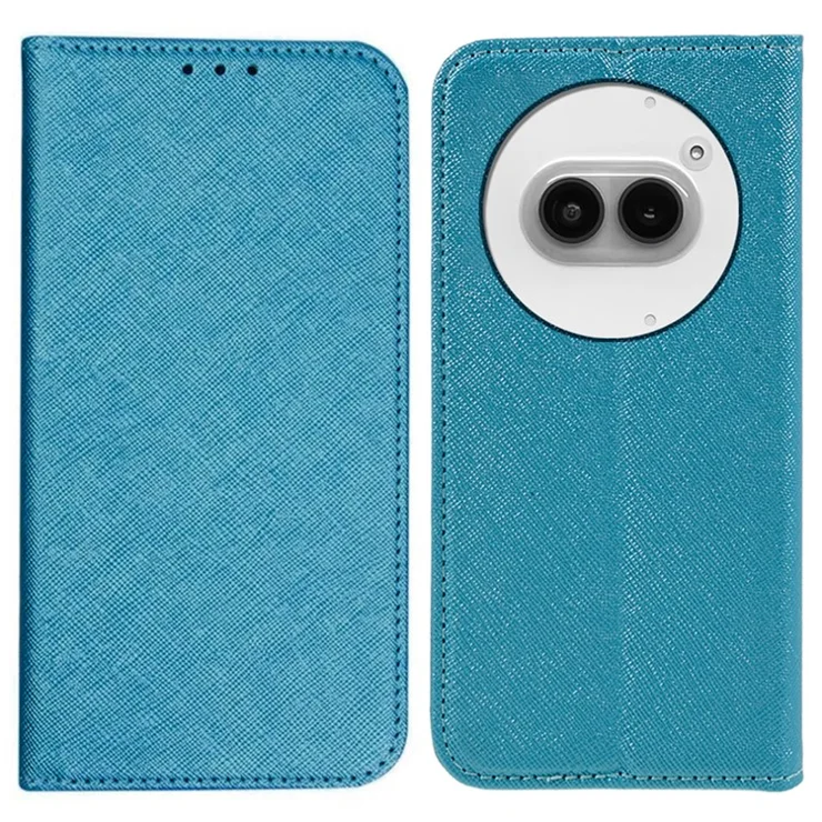 For Nothing Phone (2a) Plus / Phone (2a) Case Magnetic Closing Cross Texture Leather Wallet Phone Cover - Baby Blue