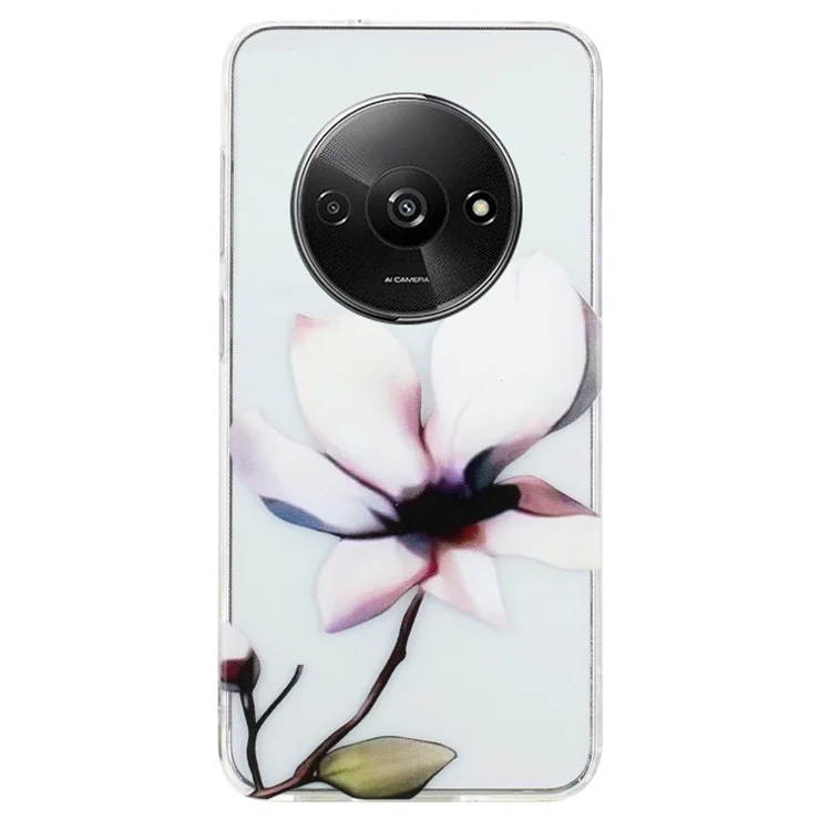 For Xiaomi Redmi A3 / Poco C61 4G TPU Case Pattern Printing Drop Protection Phone Protective Cover - White Flower