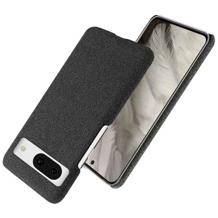 For Google Pixel 8a Case Fabric Cloth+PC Solid Color Design Back Phone Cover - Black