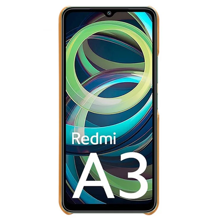 For Xiaomi Redmi A3 4G / Poco C61 4G Case Calf Texture Leather Coated PC Shell Slim Cover - Orange