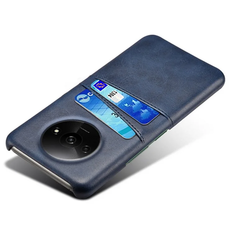For Xiaomi Redmi A3 4G / Poco C61 4G Case Card Slots PU Leather Coated PC Hard Phone Cover - Blue