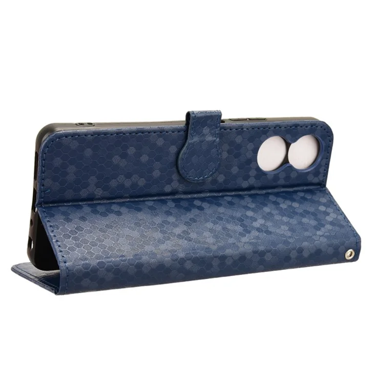 For TCL 505 Wallet Phone Case Dots Pattern PU Leather Flip Cover - Dark Blue