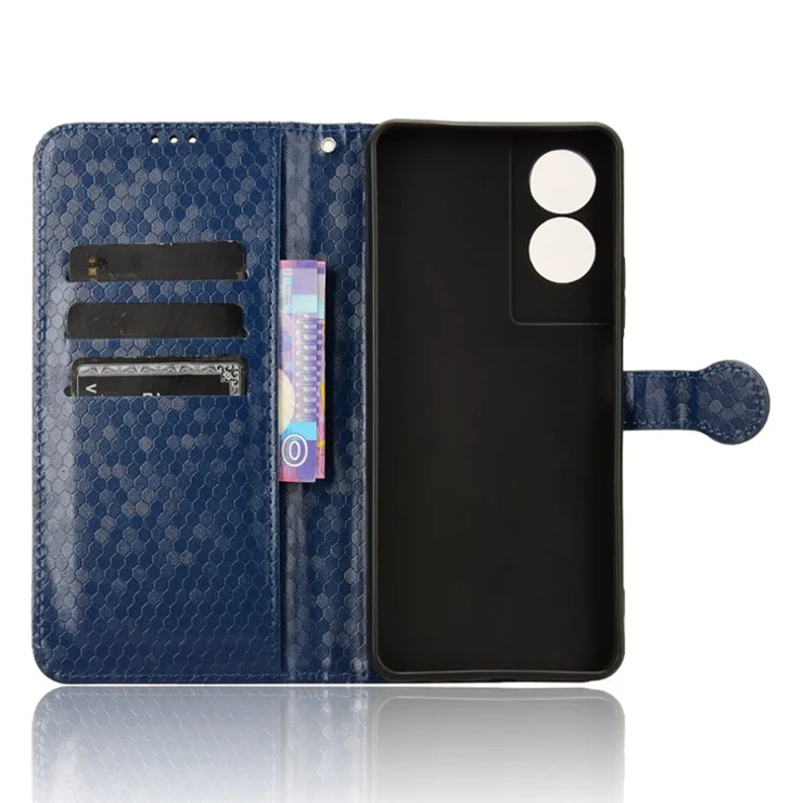 For TCL 505 Wallet Phone Case Dots Pattern PU Leather Flip Cover - Dark Blue