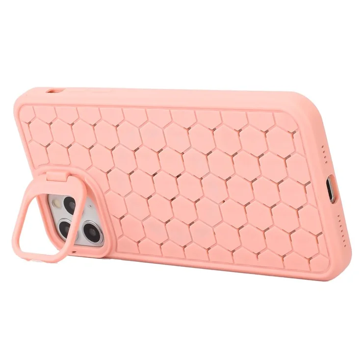 For iPhone 11 Pro Case Heat Dissipation Shockproof TPU Phone Cover with Kickstand - Pink