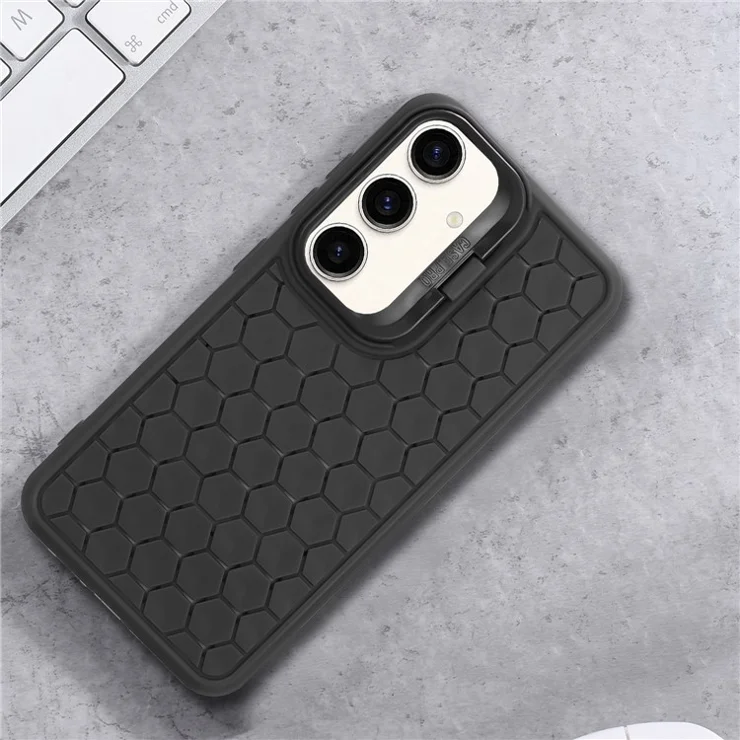 For Samsung Galaxy A34 5G TPU Case No Fall-Off Kickstand Phone Cover Heat Dissipation - Black