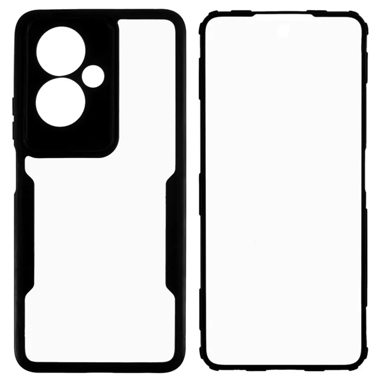 For Oppo A2 5G / A79 5G Case Acrylic+TPU Full Body Shockproof Phone Cover with PET Screen Protector - Black