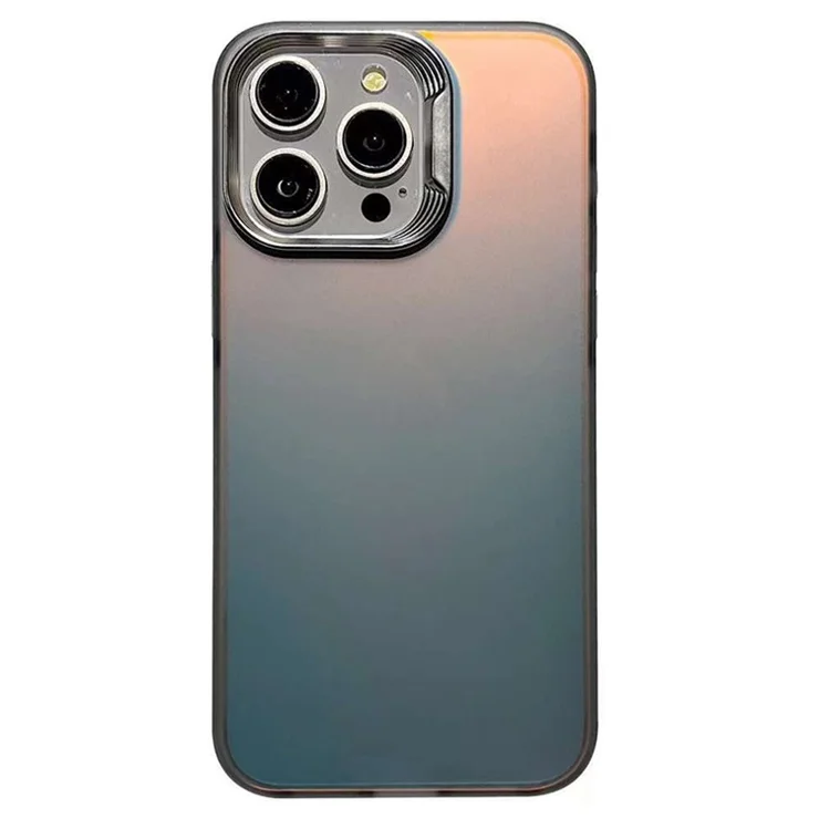 For iPhone 15 Pro Max Case PC+TPU Electroplating Lens Frame Laser Effect Phone Back Cover - Grey
