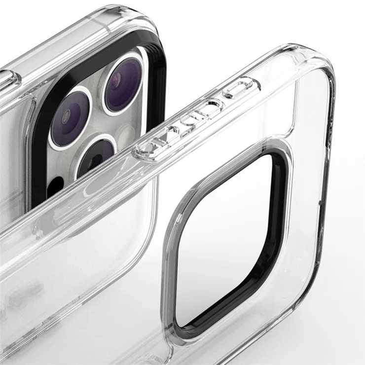 For iPhone 14 Pro Max Clear Phone Case PC+TPU Hybrid Cover with Lanyard - Transparent+Black Lanyard