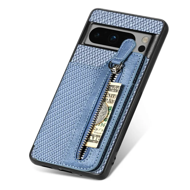 C1-04 For Google Pixel 8 Pro Phone Case Kickstand PU+PC+TPU Wallet Phone Cover - Blue