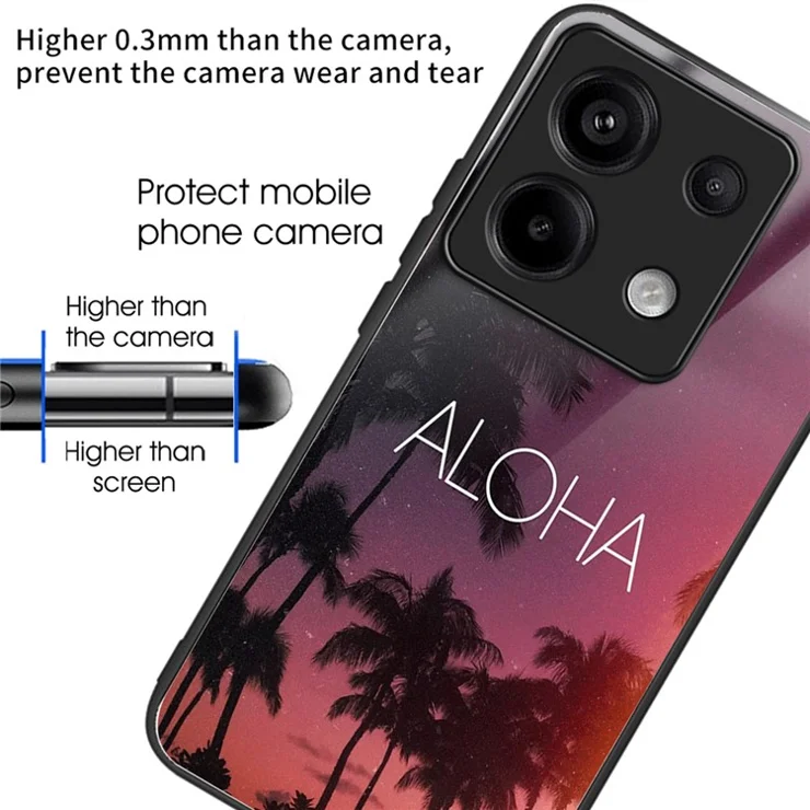For Xiaomi Redmi Note 13 Pro 5G / Poco X6 5G Case Pattern Printing Tempered Glass TPU Phone Cover - Style B