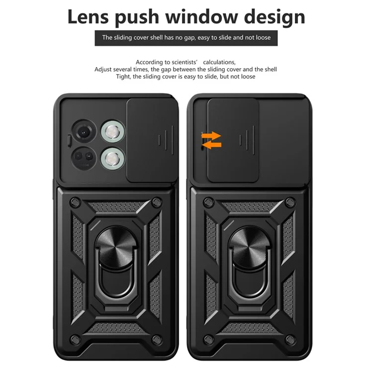 For OnePlus Ace 3 5G / 12R 5G Case PC+TPU Camera Protection Phone Cover Built-in Kickstand - Red