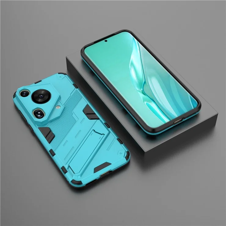For Huawei Pura 70 Ultra Case PC+TPU Drop-proof Phone Cover with Folding Kickstand - Blue