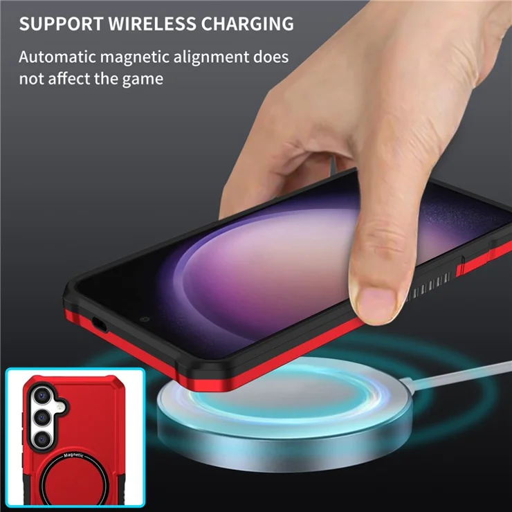 For Samsung Galaxy S24+ Magnetic Case PC + TPU Scratch-Resistant Back Cover - Red