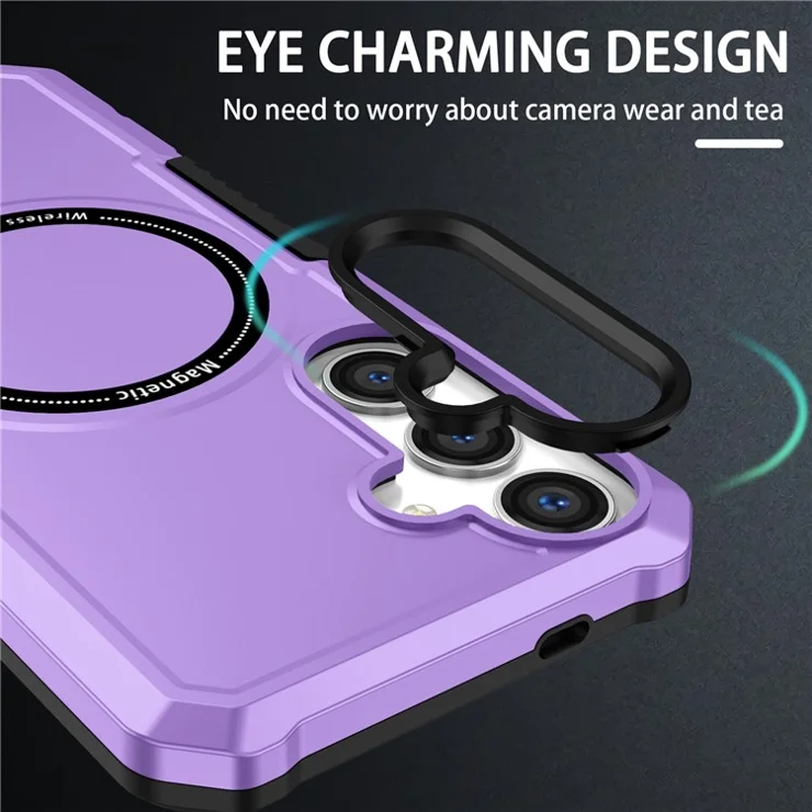 For Samsung Galaxy S24+ Magnetic Case PC + TPU Scratch-Resistant Back Cover - Purple