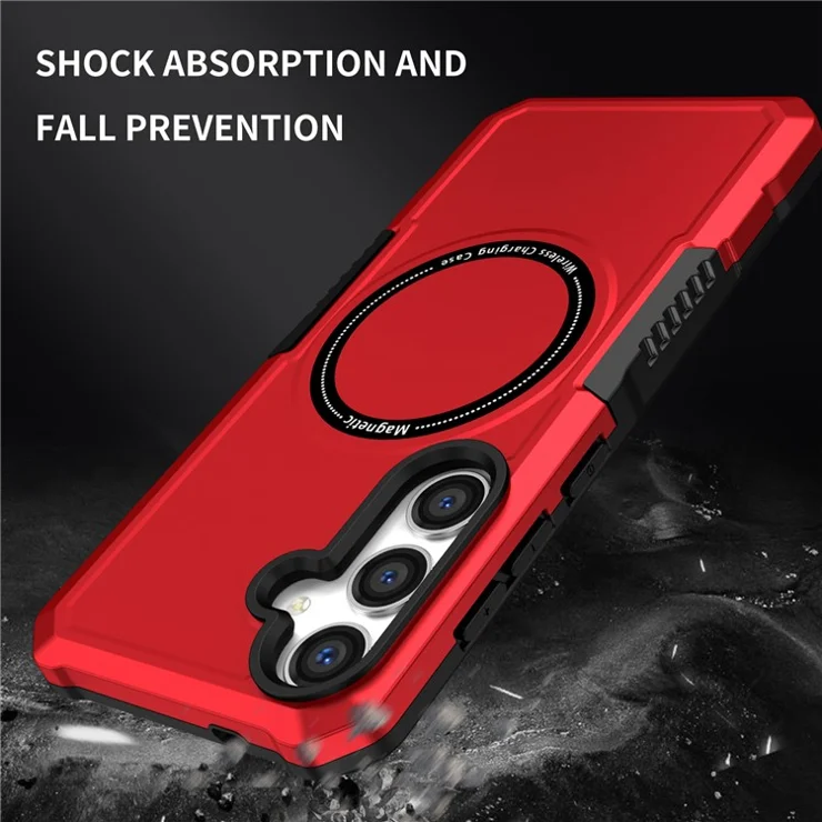 For Samsung Galaxy S24 Case Compatible with MagSafe Hard PC + Soft TPU Slim Phone Cover - Red