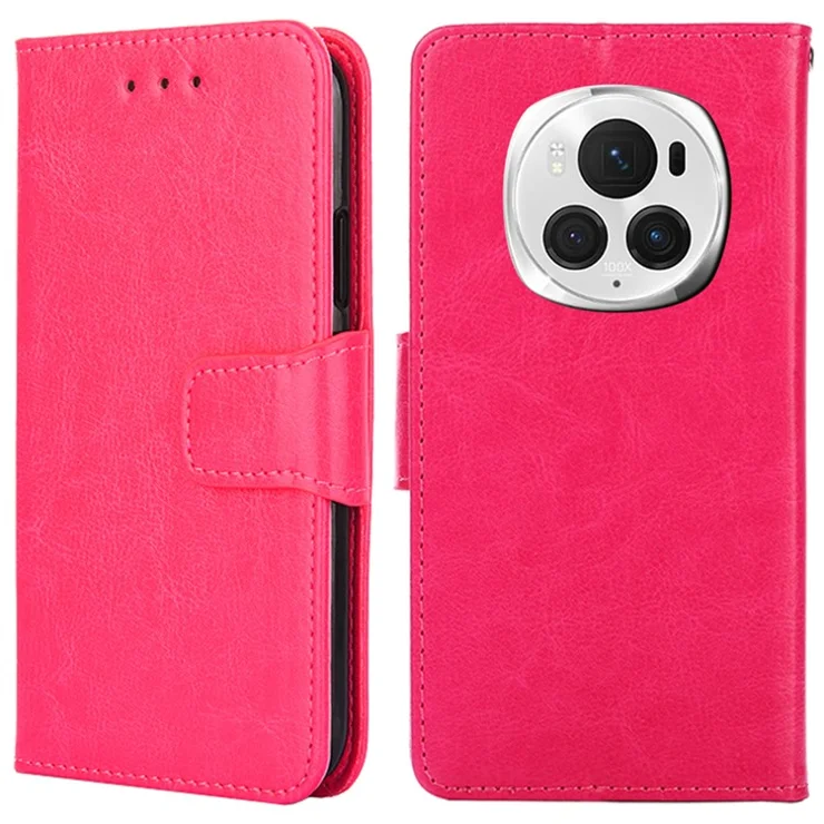 For Honor Magic6 Pro 5G Case Shockproof Leather Phone Cover with Card Slots Wallet - Rose