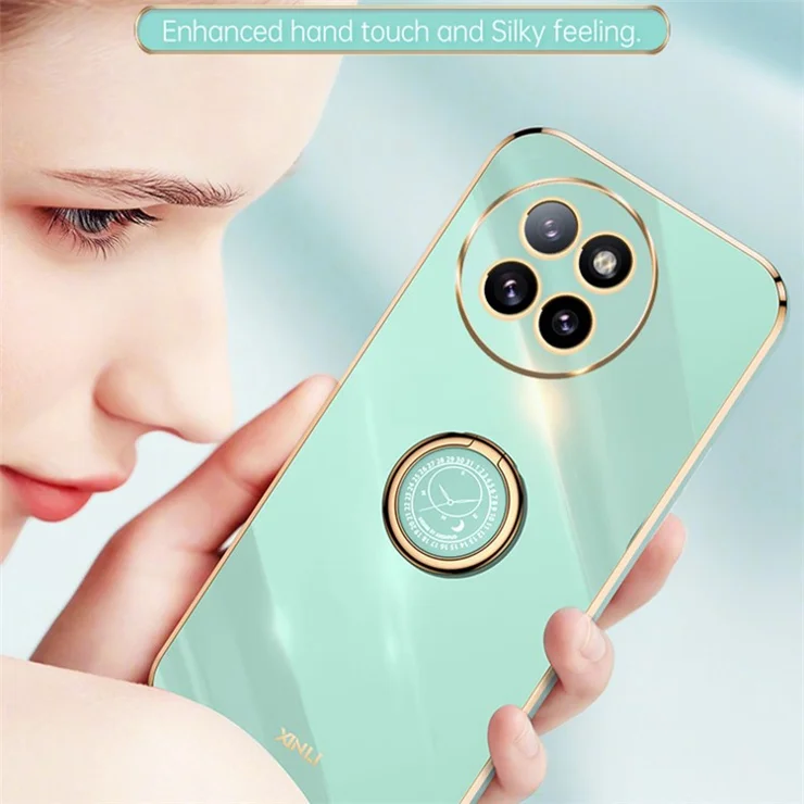 XINLI For Xiaomi Civi 4 Pro 5G / 14 Civi 5G Phone Cover Electroplating Frame Ring Kickstand Anti-Drop TPU Case - Black