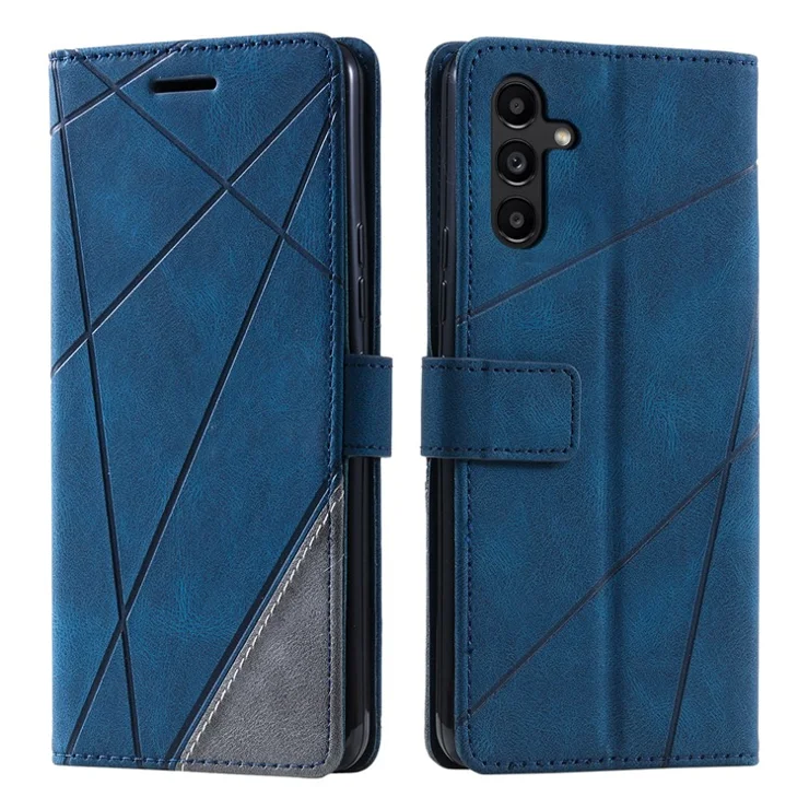 For Samsung Galaxy A34 5G Phone Case Anti-Scratch PU Leather Wallet Phone Stand Cover - Blue
