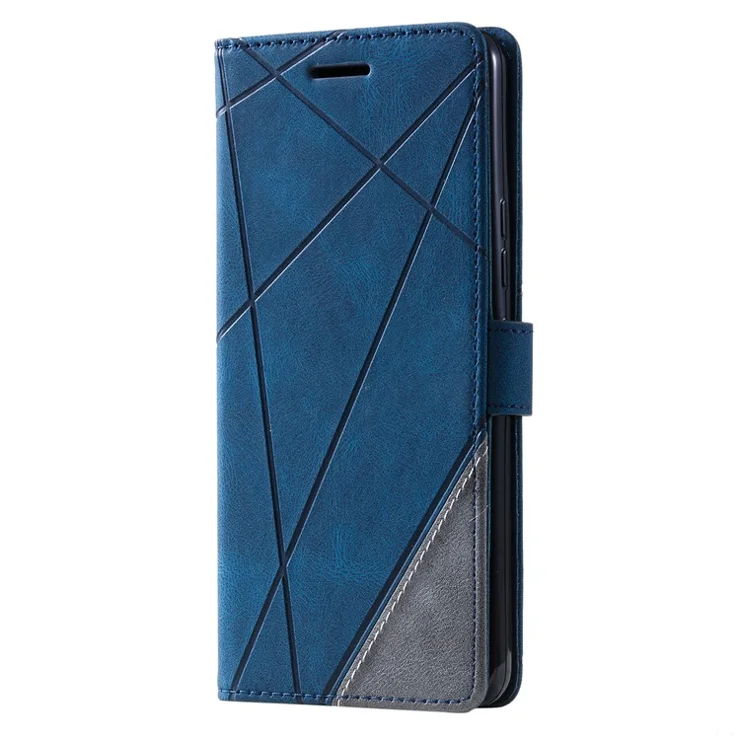 For Samsung Galaxy A34 5G Phone Case Anti-Scratch PU Leather Wallet Phone Stand Cover - Blue