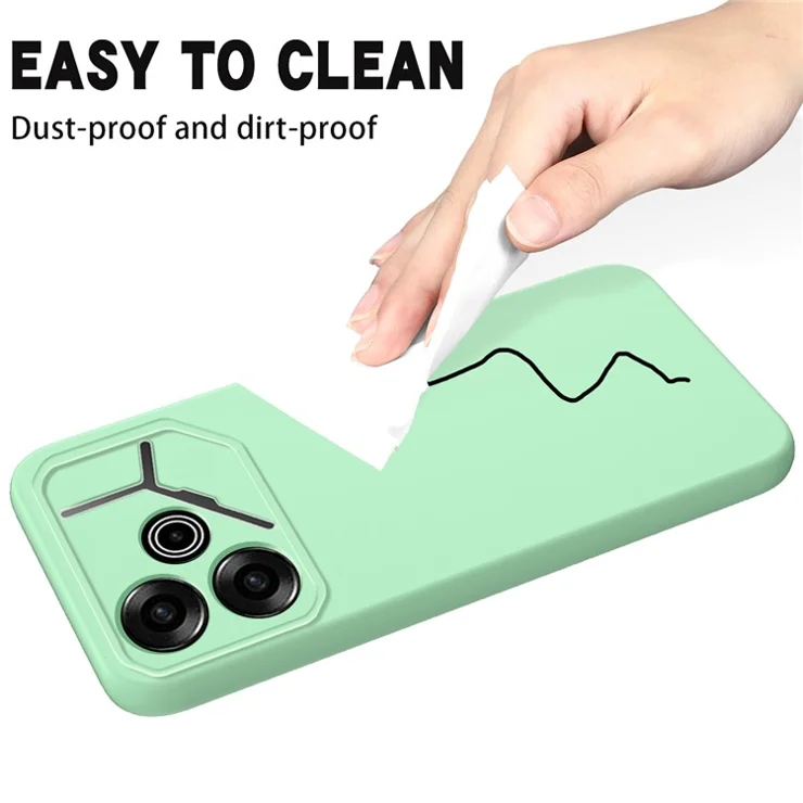 For TECNO Pova 6 5G Case Soft Liquid Silicone Phone Back Cover with Lanyard - Green