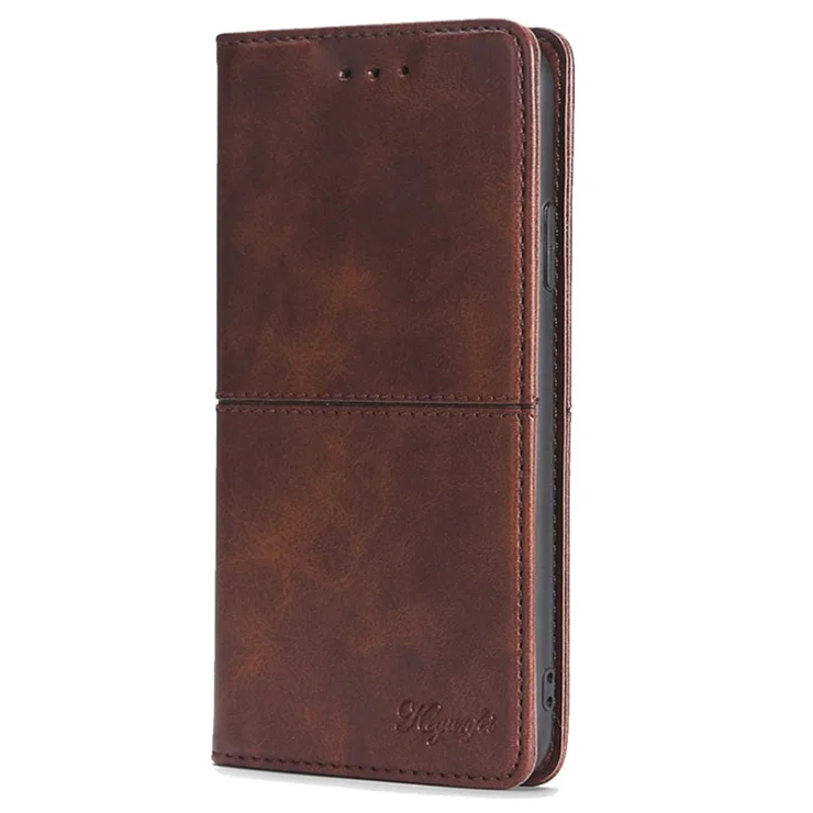 For Honor Magic6 Pro 5G Case Cowhide Texture Anti-Scratch Leather Phone Cover with Card Slots - Dark Brown