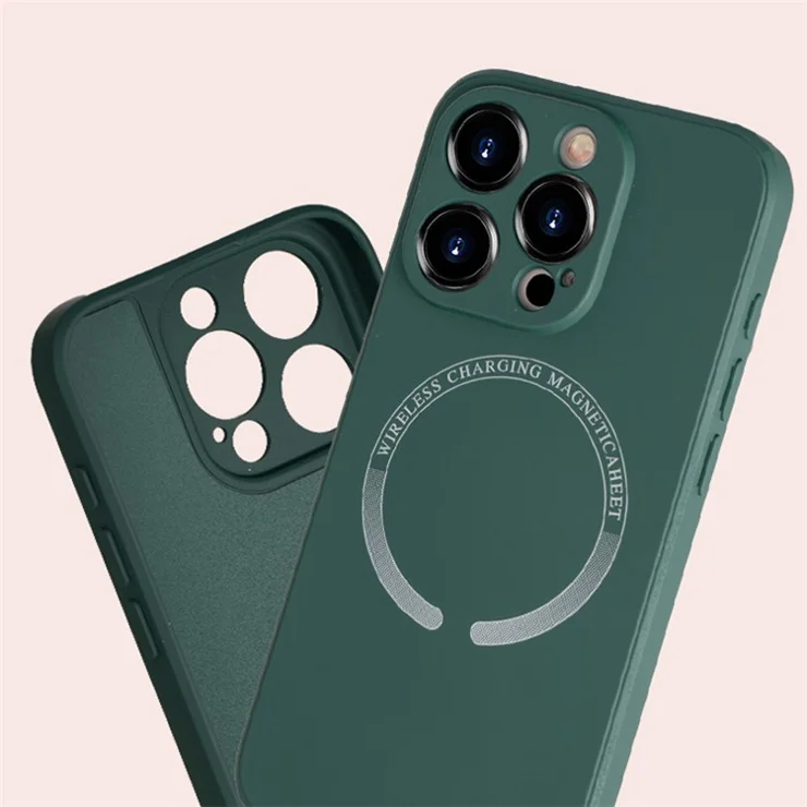 For iPhone 14 Pro Max Case Compatible with MagSafe PU Leather + TPU Phone Cover - Green