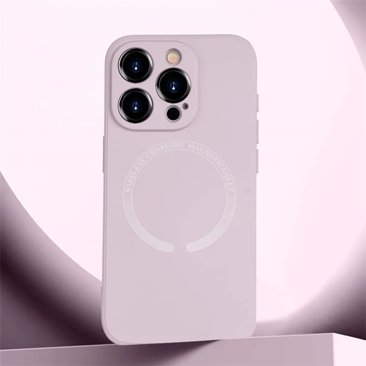 For iPhone 15 Pro Max Magnetic Case PU Leather Coated TPU Drop-resistant Phone Cover - Pink