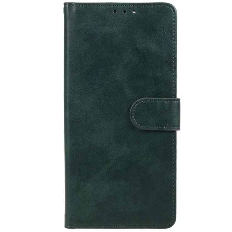 Leather Phone Case for Motorola Moto E14 4G / G04 4G / G04s 4G / G24 4G Calf Texture Wallet Phone Cover with Magnetic Clasp - Midnight Green