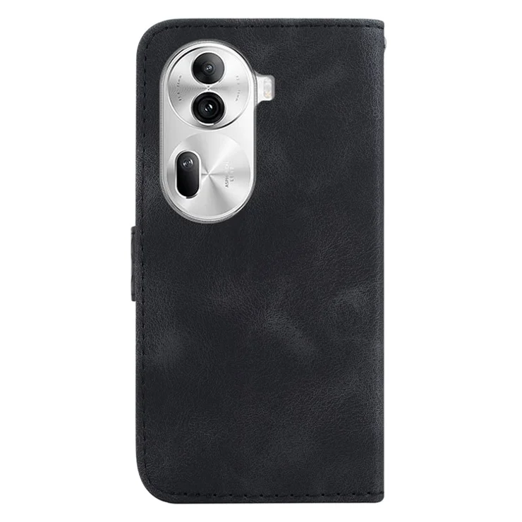 For Oppo Reno11 Pro 5G (Global) Wallet Case 7-Shape Imprint Anti-Drop Leather Phone Cover - Black