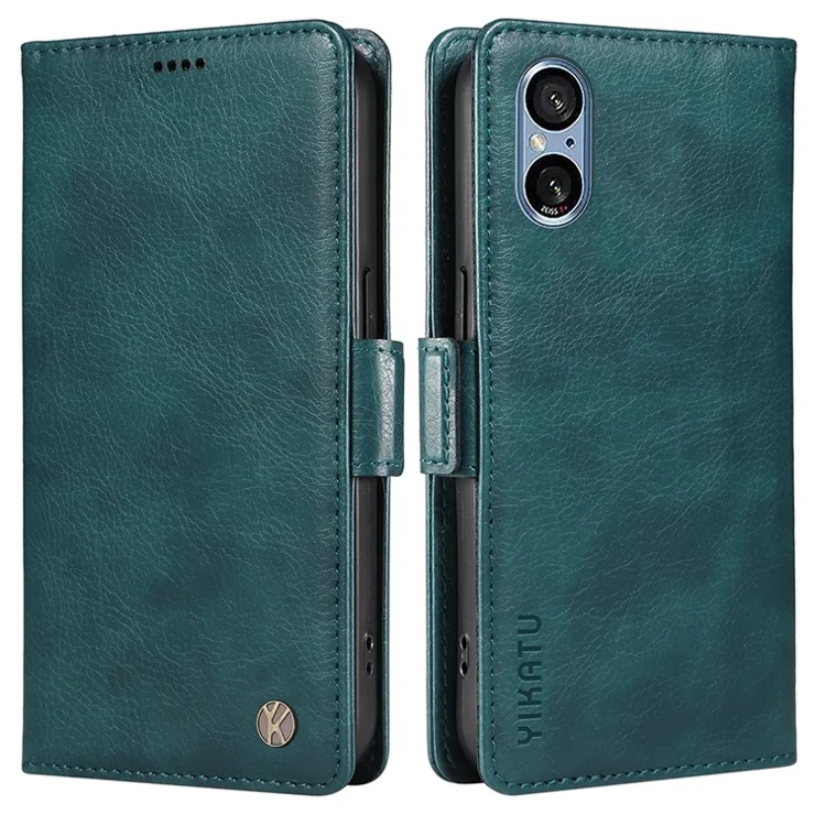 YIKATU YK-007 For Sony Xperia 5 V Case PU Leather Drop Protection Stand Phone Shell - Blue