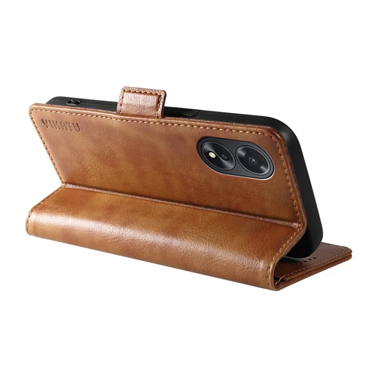 YIKATU YK-007 For Oppo A38 4G / A18 4G Leather Case Litchi Texture Wallet Shockproof Phone Cover - Brown