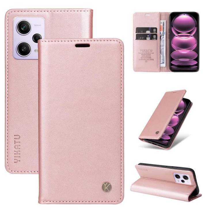 YIKATU YK-001 For Xiaomi Poco X5 Pro 5G / Redmi Note 12 Pro Speed 5G / Note 12 Pro 5G Case Magnetic Closing PU Leather Cover - Rose Gold