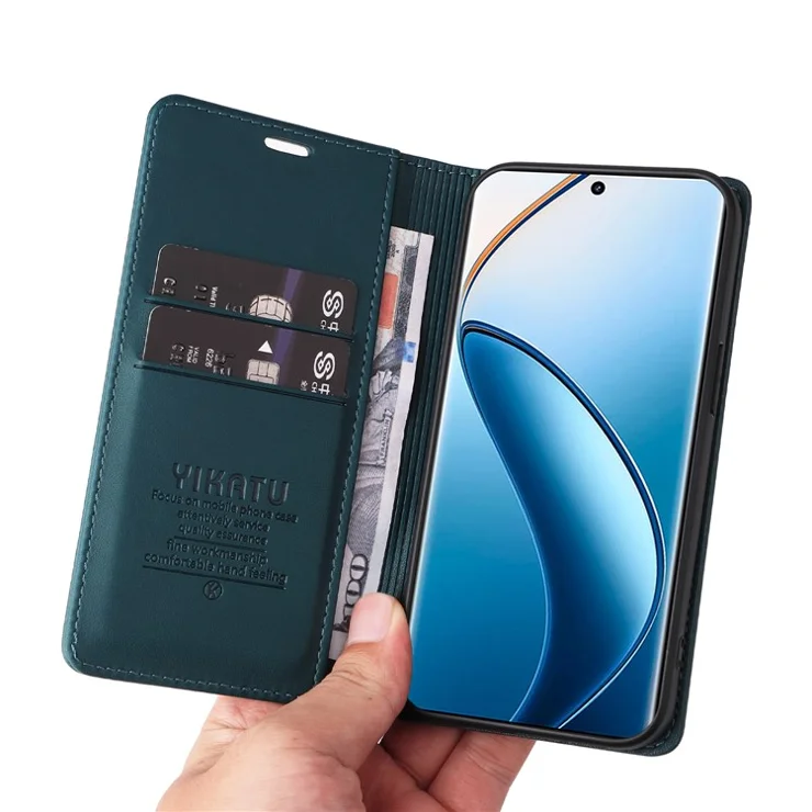 YIKATU YK-001 For Realme 12 Pro 5G / 12 Pro+ 5G Wallet Case Leather Folio Flip Phone Cover - Green