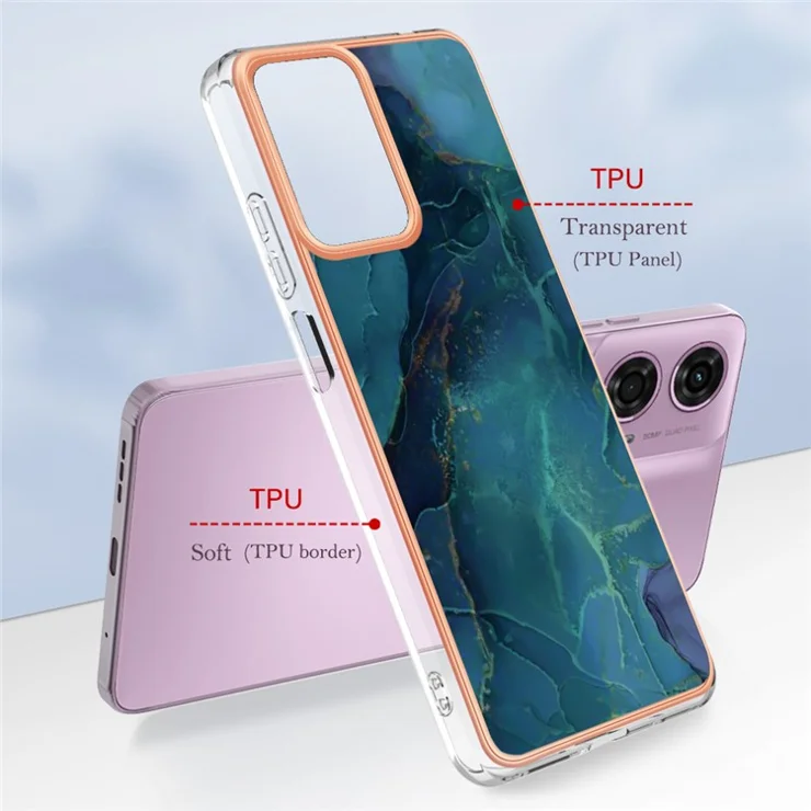 YB IMD Series-16 Style-E For Motorola Moto E14 4G / G04 4G / G04s 4G / G24 4G Case TPU Phone Cover Dual IMD Shell - Green
