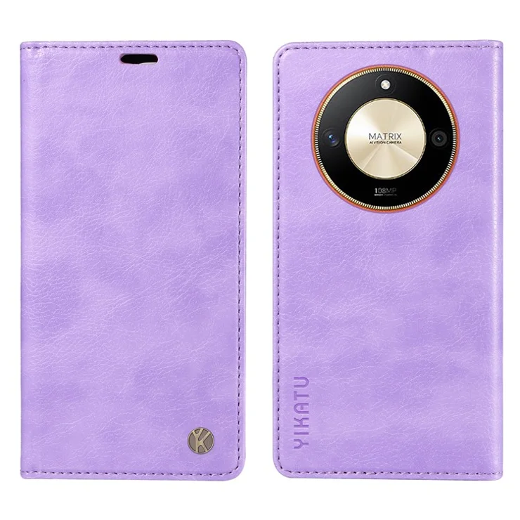 YIKATU YK-006 For Honor X9b 5G / Magic6 Lite 5G Wallet Phone Case Magnetic Closing Leather Flip Cover - Purple