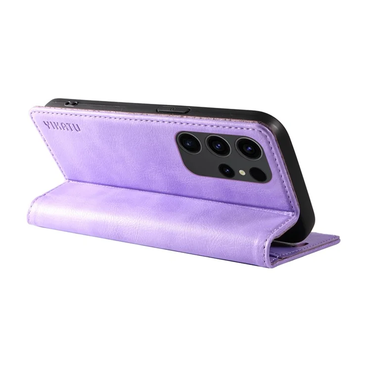 YIKATU YK-006 For Samsung Galaxy S22 Ultra 5G Leather Case Wallet Magnetic Closing Phone Cover - Purple
