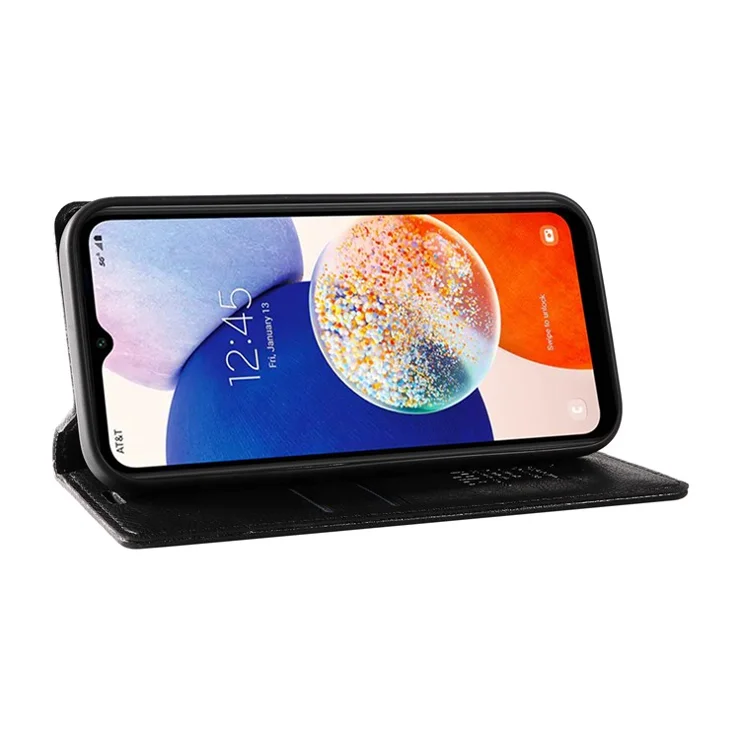 YIKATU YK-006 For Samsung Galaxy A24 4G (162.1 X 77.6 X 8.3mm) Phone Case Litchi Texture Leather Flip Wallet Cover - Black