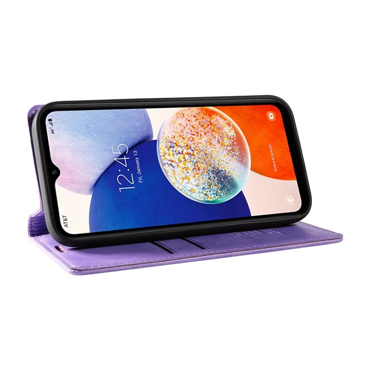 YIKATU YK-006 For Samsung Galaxy A24 4G (162.1 X 77.6 X 8.3mm) Phone Case Litchi Texture Leather Flip Wallet Cover - Purple