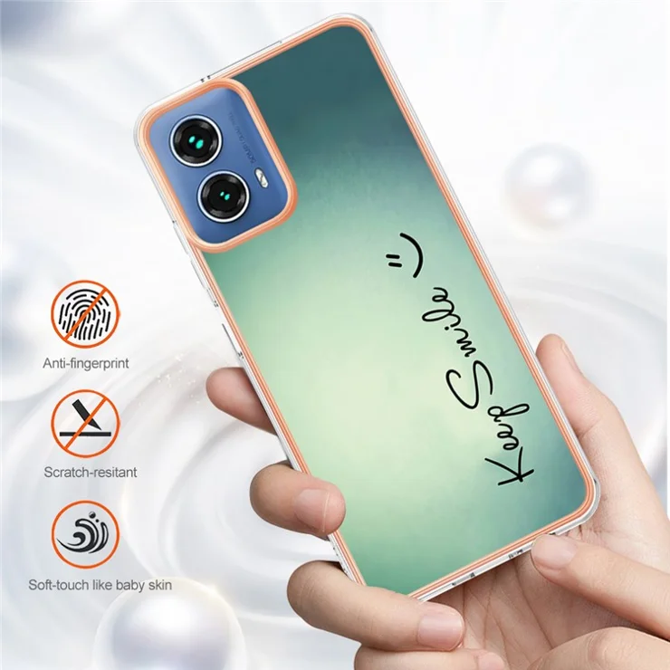 YB IMD Series-19 Style-D For Motorola Moto G34 5G TPU Case Electroplating Slim Phone Cover - Keep Smile