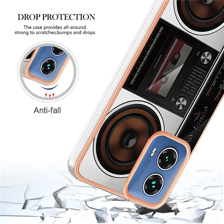 YB IMD Series-19 Style-D For Motorola Moto G34 5G TPU Case Electroplating Slim Phone Cover - Radio