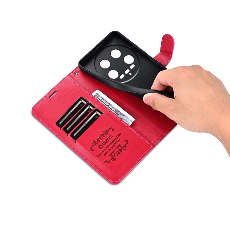 AZNS For Xiaomi 14 Ultra Case Stand Wallet Shockproof Leather Phone Cover - Red