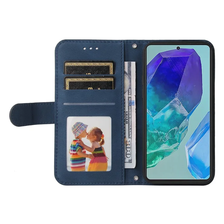 For Samsung Galaxy M55 5G / C55 5G / F55 5G Leather Wallet Cases Skin Touch Phone Cover Stand with Strap - Blue
