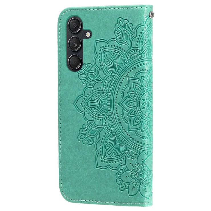 For Samsung Galaxy M55 5G / C55 5G / F55 5G Case Floral Pattern PU Leather Wallet Stand Phone Cover - Green