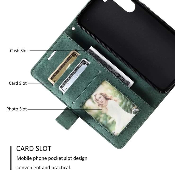 For Samsung Galaxy S23+ Case Phone Wallet Leather Cover Skin-touch Texture - Green